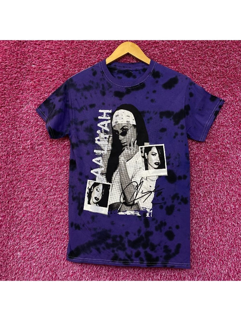 Aaliyah Tie dye RNB Purple Retro Style Tshirt size Extra Small